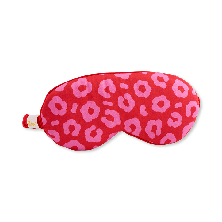 Smug Cloud Padded Satin Sleep Mask Red Leopard