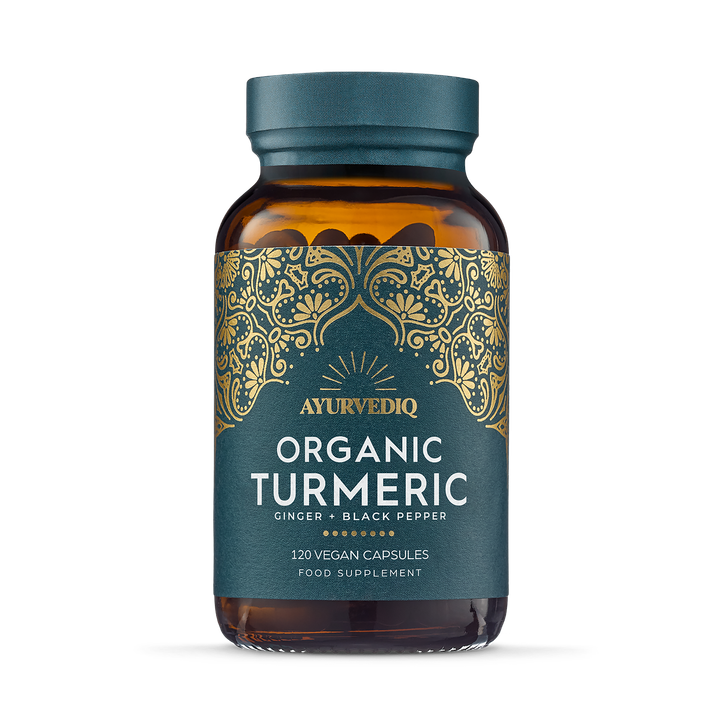 Ayurvediq Organic Turmeric, Ginger & Black Pepper Extract Capsules - 120's 120 Capsules - 120 Unit