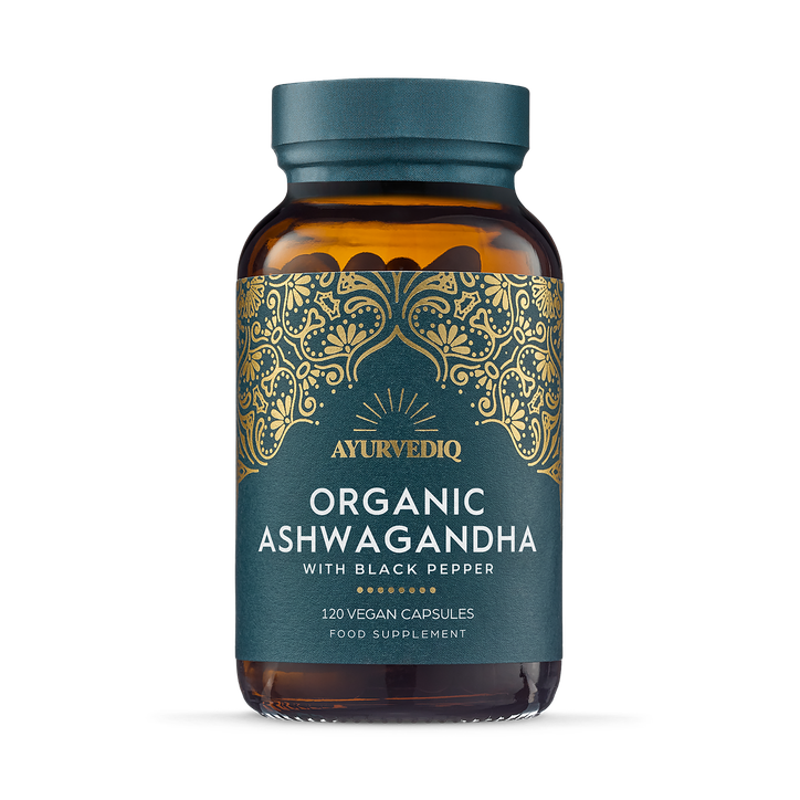 Ayurvediq Organic Ashwaganda & Black Pepper Extract Capsules120 Capsules