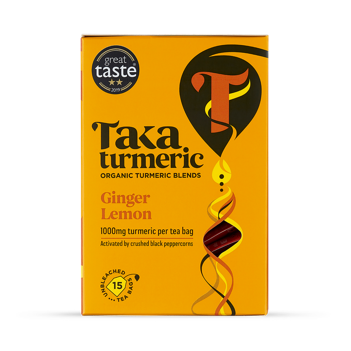 Taka Turmeric Organic Ginger Lemon Turmeric Tea - 15 Teabags 15 Sachet - Immune Support