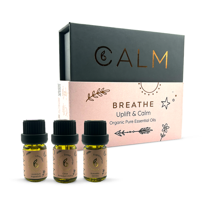 B Calm Stress Relief Essential Oil Set – Sweet Orange, Lavender & Frankincense 5ml x3 – Breathe Calm