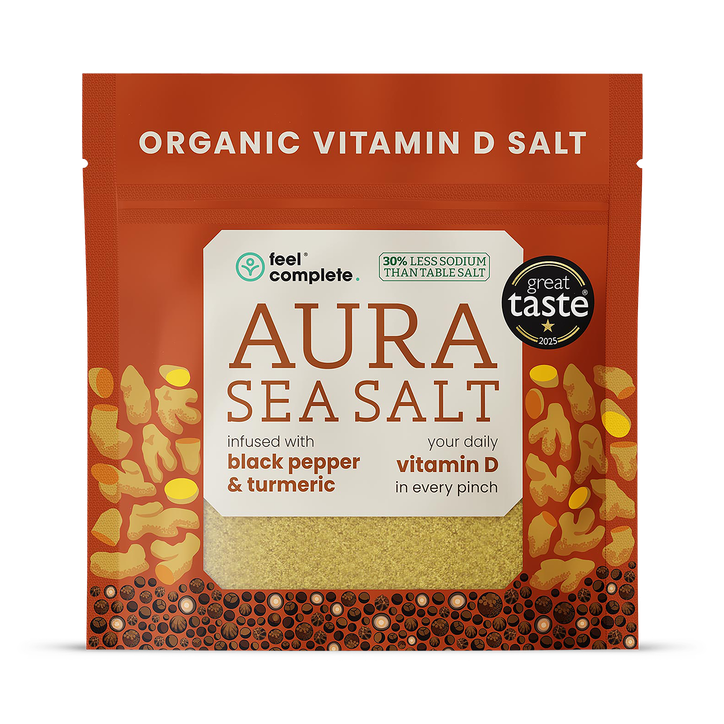 Feel Complete Aura Sea Salt - Organic Vitamin D Celtic Salt - Black Pepper & Turmeric - 80g