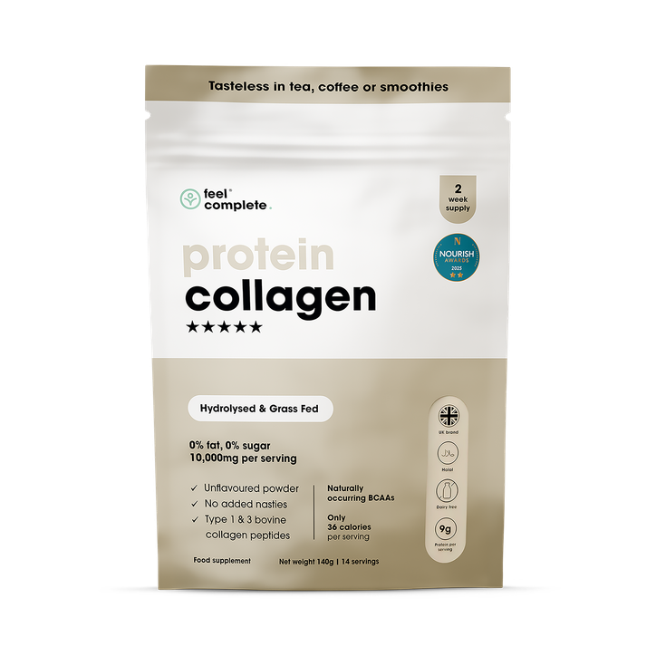 Feel Complete Protein Collagen Powder - Unflavoured Bovine Peptides 10,000mgs - 2 Week Supply 140g - 140 g