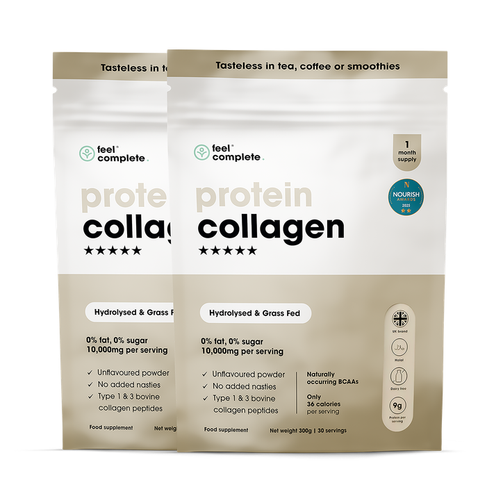 Feel Complete Protein Collagen Powder - Unflavoured Bovine Peptides 10,000mgs - 2 Month Supply 600g - 600 g
