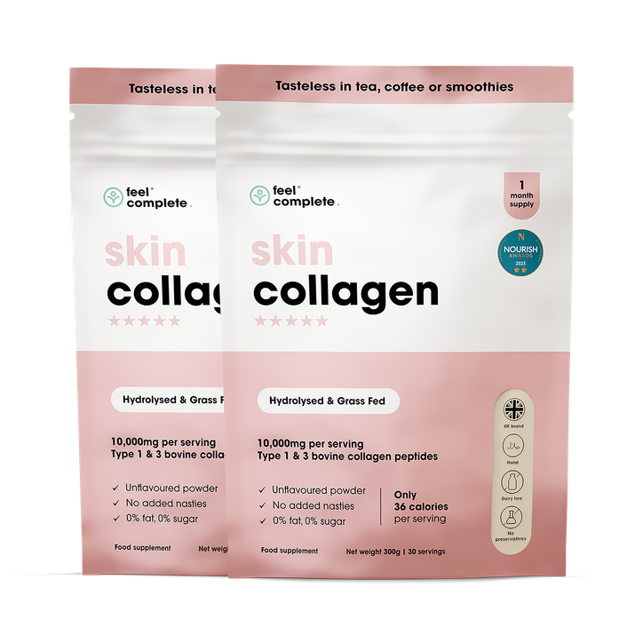Feel Complete Skin Collagen Powder - Unflavoured Bovine Peptides 10,000mgs - 2 Month Supply 600g - 600 g