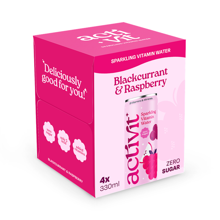 Activit Sparkling Vitamin Water Blackcurrant & Raspberry 4 X 330 Ml