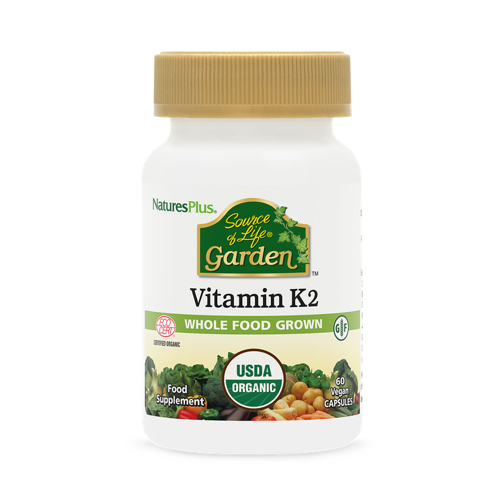 NaturesPlus Source of Life Garden Organic Vitamin K2 120mcg Capsules - Bone Support - 60 softgels