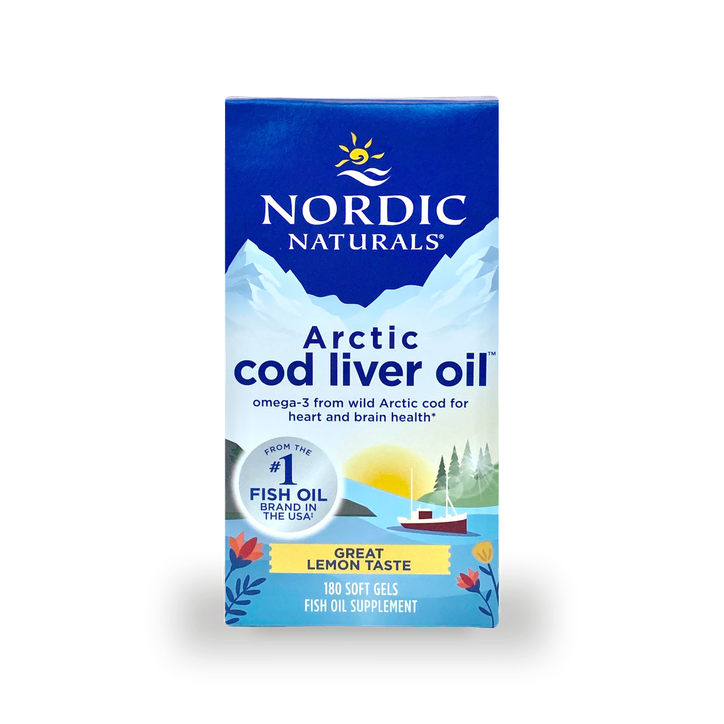 Nordic Naturals Arctic Cod Liver Oil 750mg Omega-3 180 Softgels (Lemon)