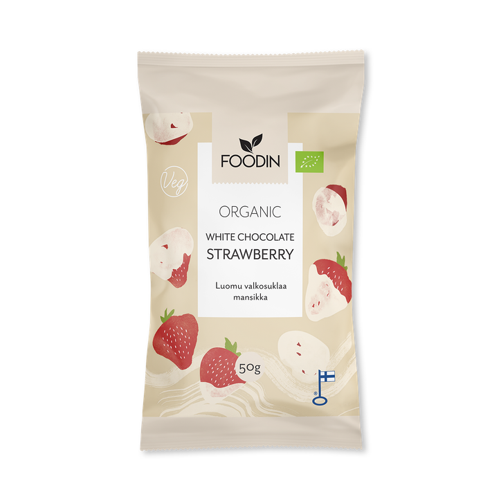 Organic Raw White Chocolate Strawberry 8x50g