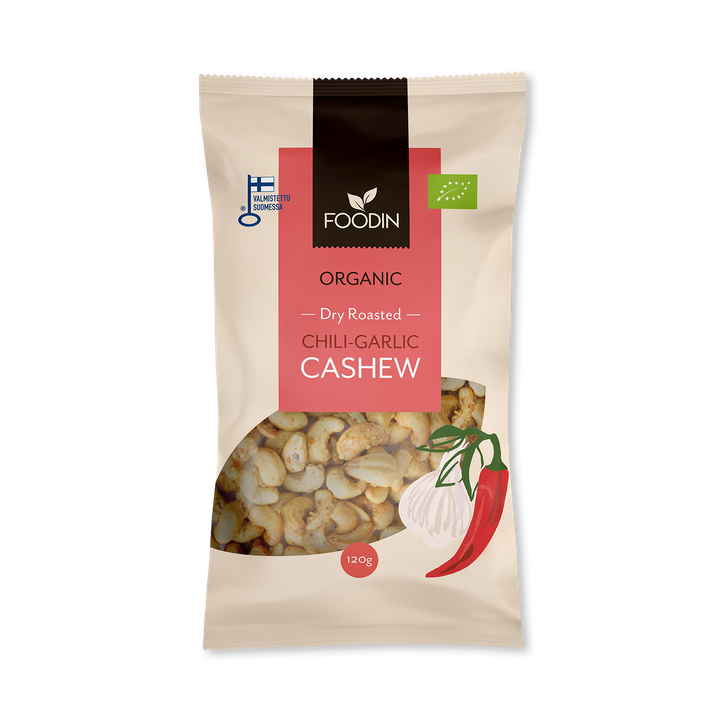 Organic Dry Roasted Chili-Garlic Cashew 8x120g