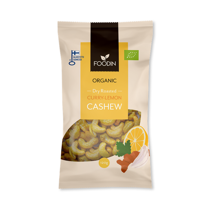 Organic Dry Roasted Curry-Lemon Cashew 8x120g