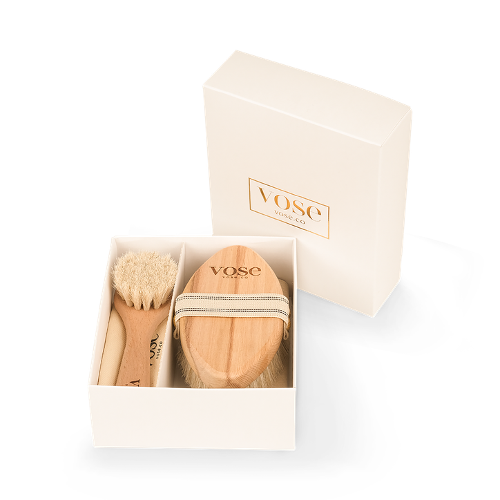 100% Horse Hair Face & Body Dry Brush Set