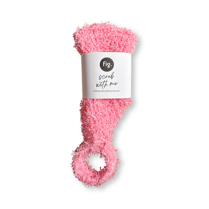Handwoven Exfoliating Shower & Bath Mitt - Back Scrubber - Pink