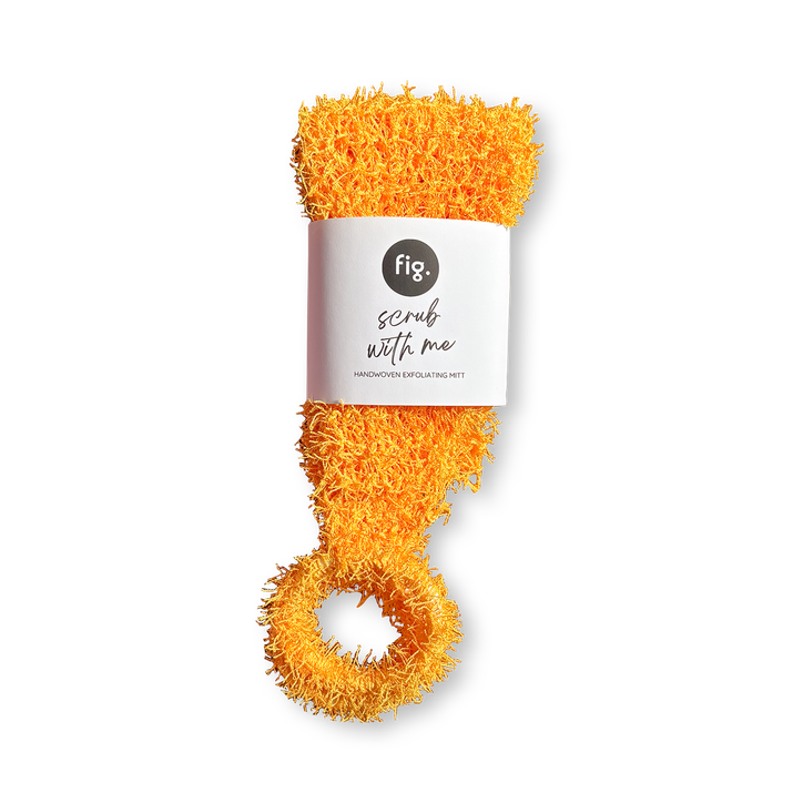 Handwoven Exfoliating Shower & Bath Mitt - Back Scrubber - Orange