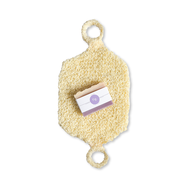 Shower Ritual Set – Handwoven Exfoliating Mitt (Loofah) & Peace Soap Bar - Cream