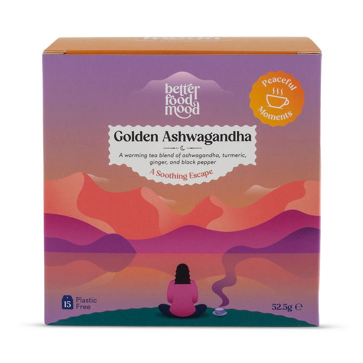 Golden Ashwagandha Tea - Turmeric Ashwagandha Ginger Black Pepper 15 Tea Bags