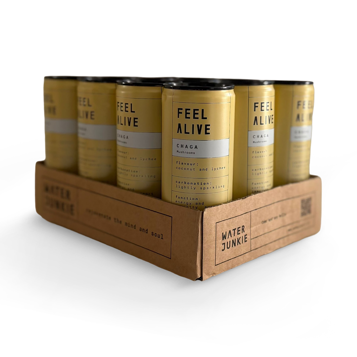 Water Junkie Chaga Feel Alive Coconut/Lychee 250ml X 12 Coconut/Lychee 250 ml