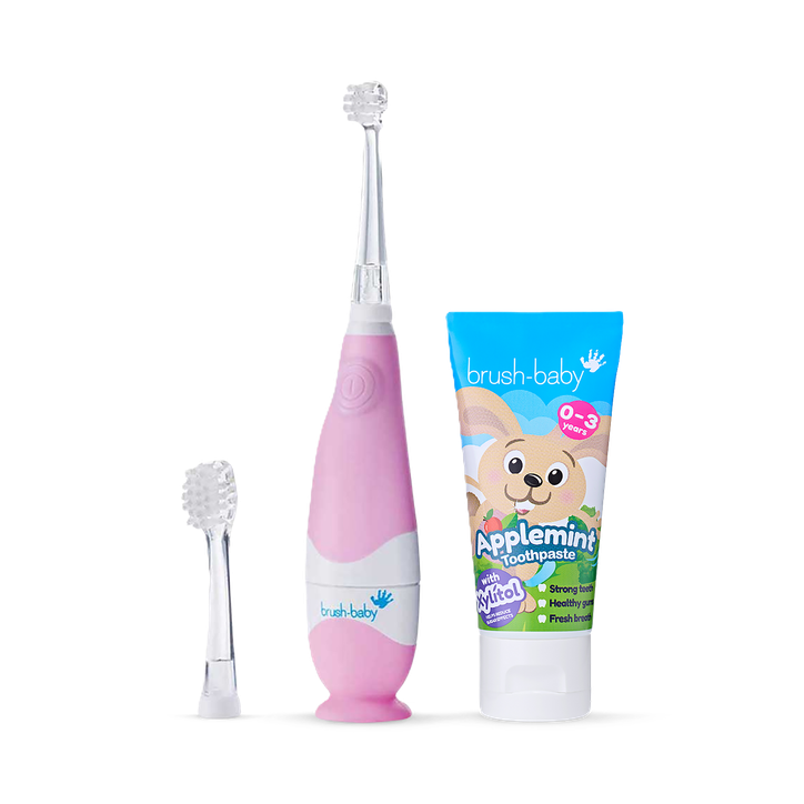 Brush baby BabySonic Toothbrush Pink 0-3 years (Babysonic Pink & Applemint Toothpaste) Applemint