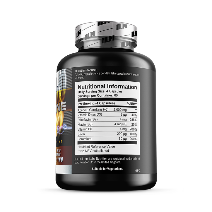 Acetyl L Carnitine Capsules - 2,000mg Carnitine plus 6 Nutrients - 240  Vegetarian Capsules