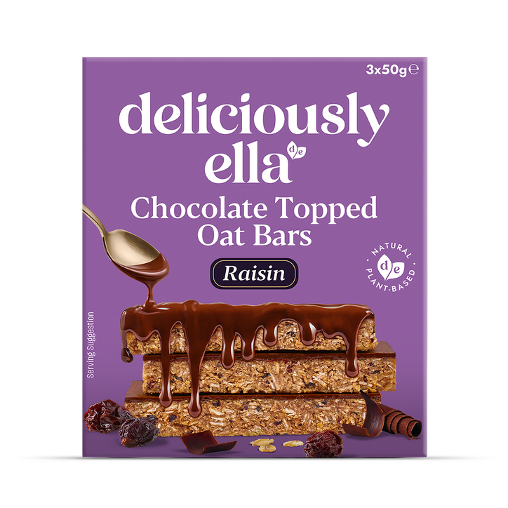 Deliciously Ella Chocolate Topped Oat Bars Raisin 3x 50g