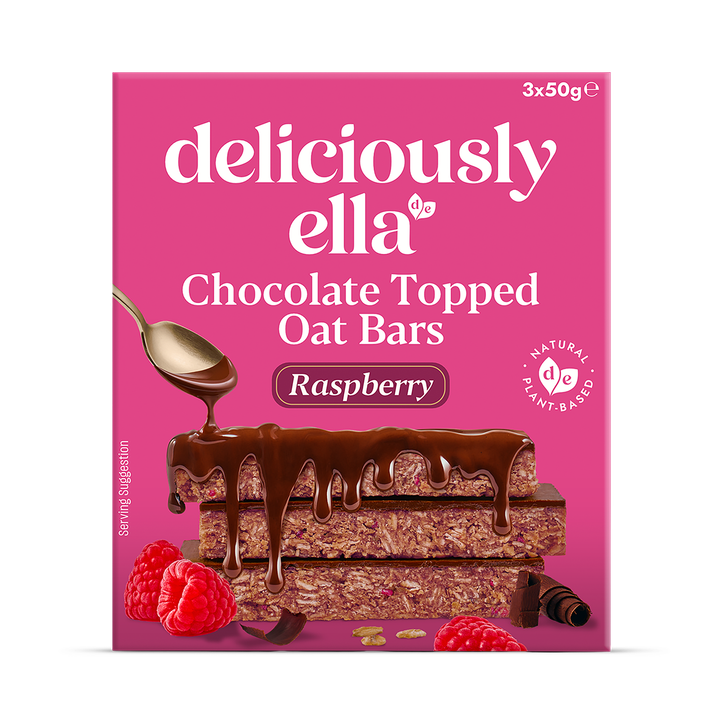 Deliciously Ella Chocolate Topped Oat Bars Raspberry 3x 50g