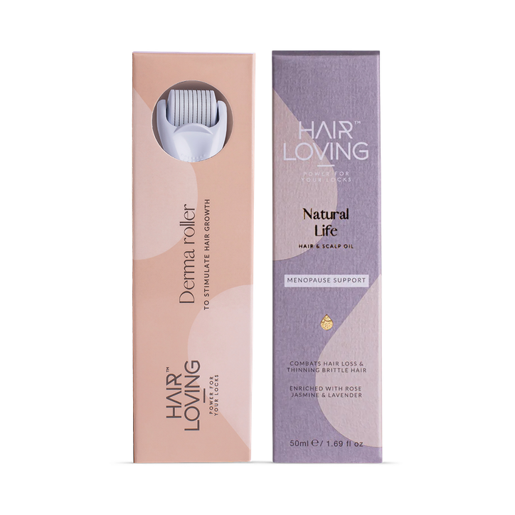 Menopause Hair Regrowth Bundle – Natural Support for Thinning Hair During Midlife - Natural Life Hair Oil & Derma Roller Combo