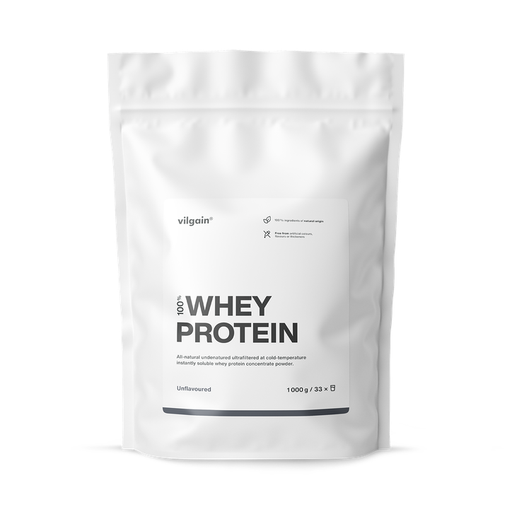 Vilgain Whey Protein Unflavoured 1000g | 23g Protein per Serving | Ultrafiltered CFM Whey Concentrate | High BCAA & Protein Content | Pure Dutch Whey