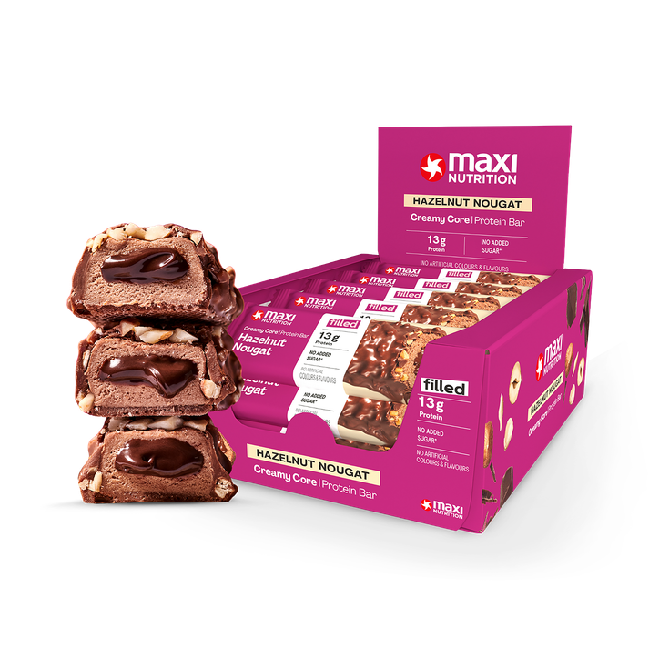 MaxiNutrition Creamy Core Protein Bar - 13g Protein Snack - Hazelnut Nougat, 201 kcal per Serving, 12 x 45g