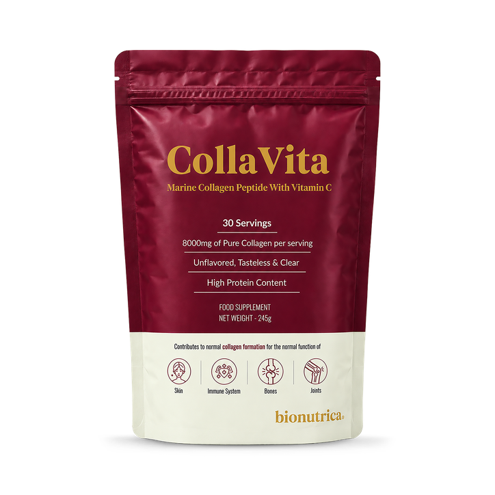 CollaVita - Marine Collagen 8000mg with Vitamin C - Unflavoured Powder - Supports Skin, Joints, Bones & Immunity