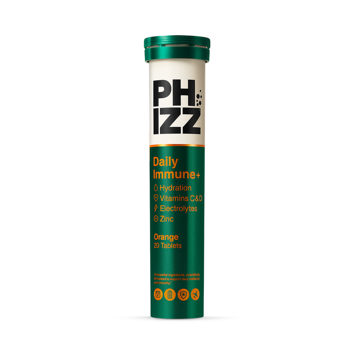 Phizz Daily Immune+ Hydration, Electrolytes & Vitamins Orange Flavour 20 Effervescent Tablets