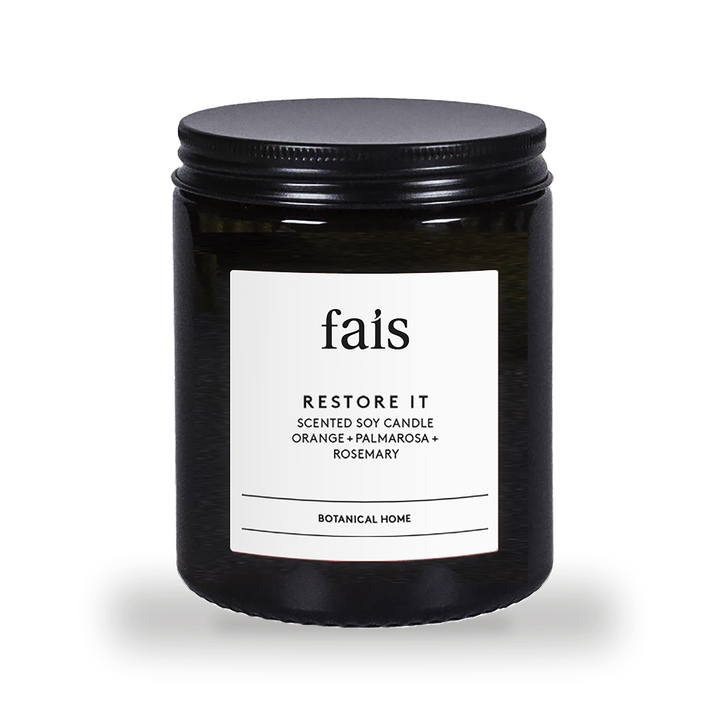Fais Restore It Scented Soy Candle with Orange, Palmarosa & Rosemary –  154g