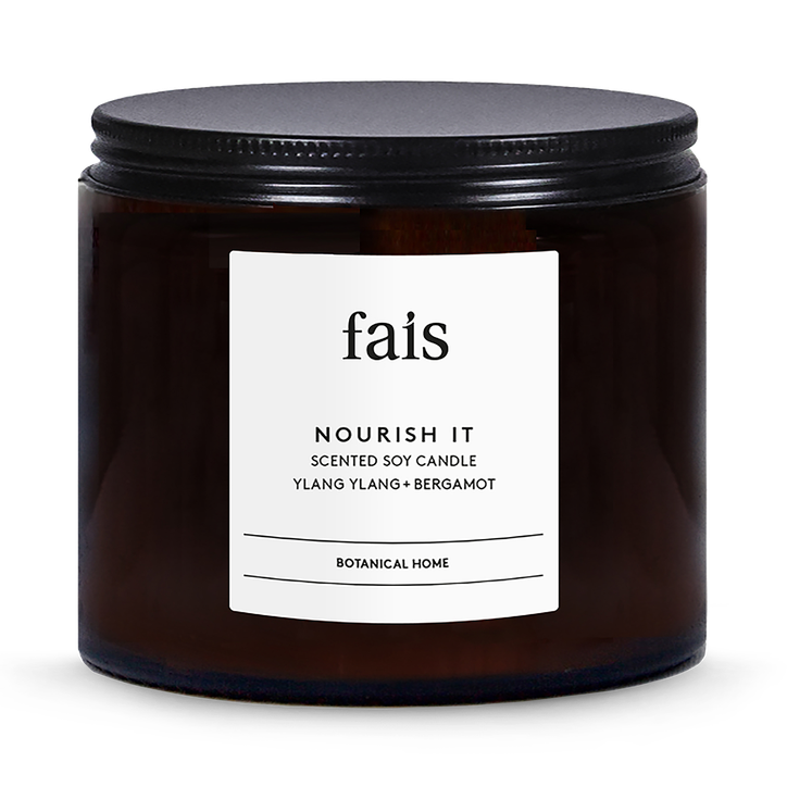 Fais Nourish It Scented Soy Candle with Ylang Ylang & Bergamot – Natural Home Fragrance – 440g