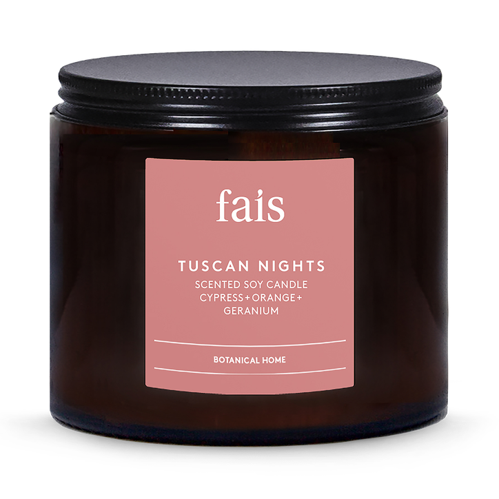 Fais Tuscan Nights Scented Soy Candle with Cypress, Orange & Geranium – 440g