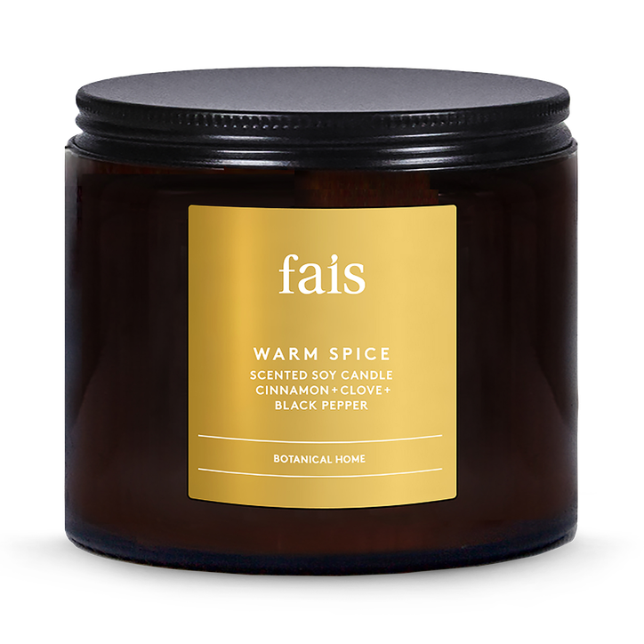 Fais Warm Spice Soy Candle with Cinnamon, Clove & Black Pepper – Natural Home Fragrance – 440g