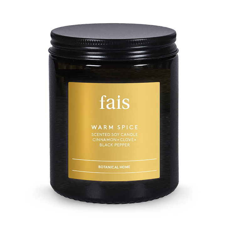 Fais Warm Spice Soy Candle with Cinnamon, Clove & Black Pepper – Natural Home Fragrance – 154g