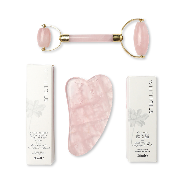 Genuine Rose Quartz Crystal Facial Set