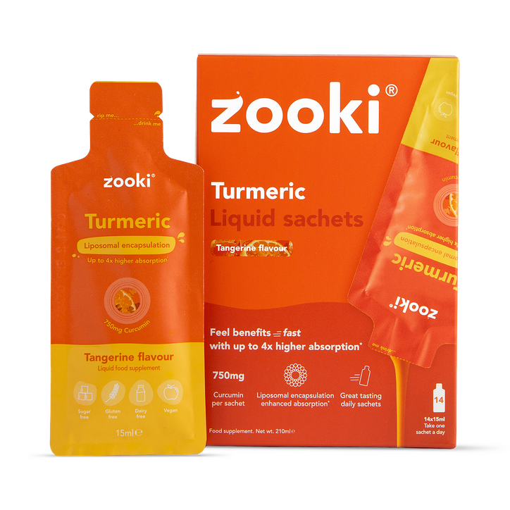Zooki Liposomal Turmeric Curcumin Tangerine Flavour 750Mg 14 Sachets