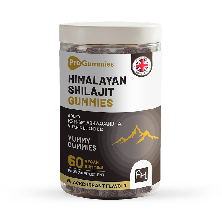 Himalayan Shilajit Gummies 3000mg with KSM-66 Ashwagandha, Vitamin B6 & B12 – 60 Vegan Gummies – Energy & Vitality Support for Men & Women – Blackcurrant Flavour – Prowise