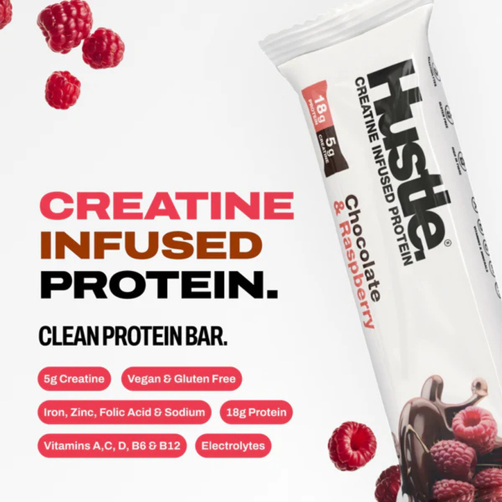 Hustle Chocolate Raspberry Flavour Creatine Infused Protein Bar 75g image 2