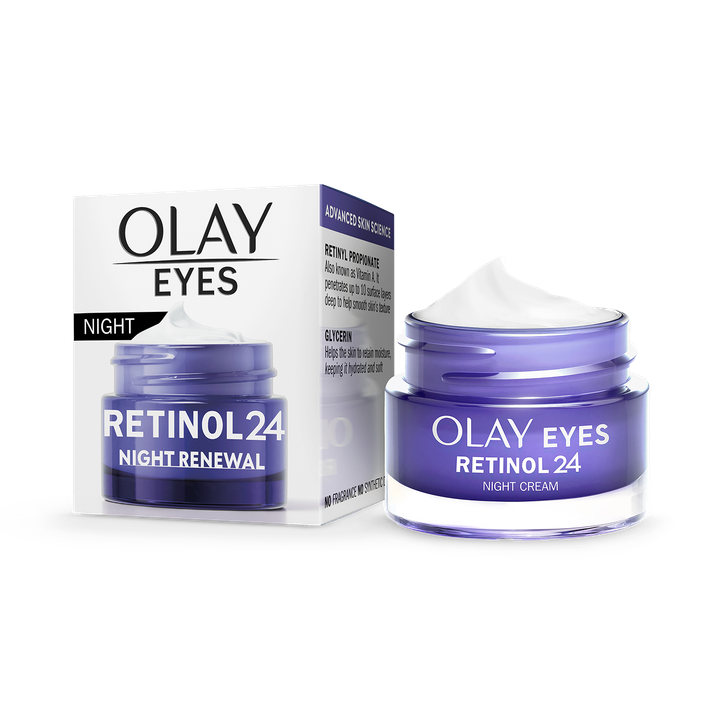 Olay Retinol 24 Night Eye Cream, Anti Ageing Skincare for Dark Circles: Smooth, Renew, 15ml