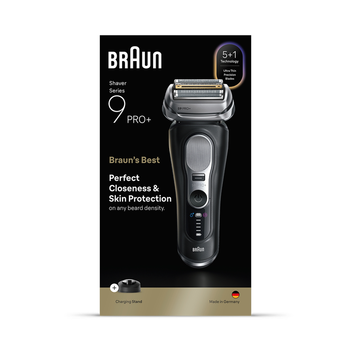 Braun Series 9 PRO+ Electric Shaver, Pro SensoAdapt, Charging Stand, 9610S, Black