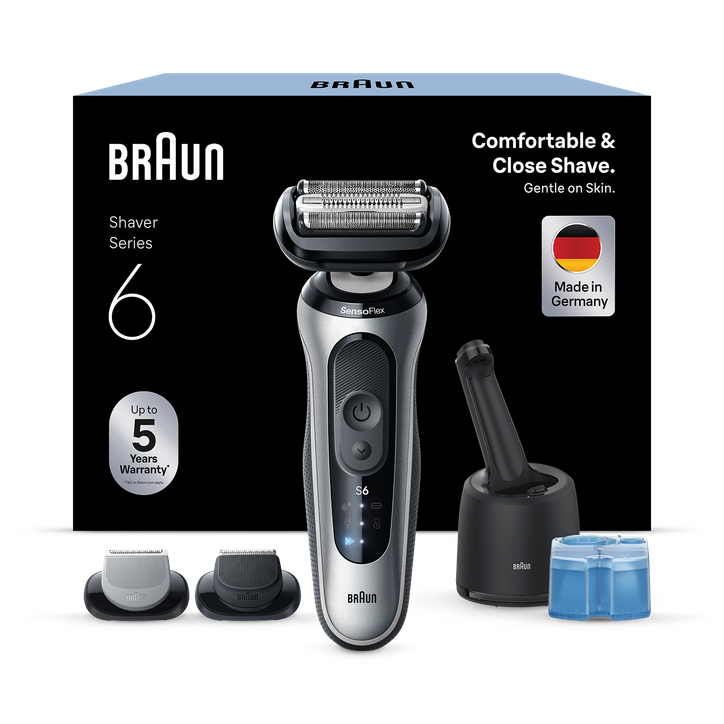 Braun Series 6 Electric Shaver, SmartCare Center, +2 Attachments, 62-S7650CC, Silver