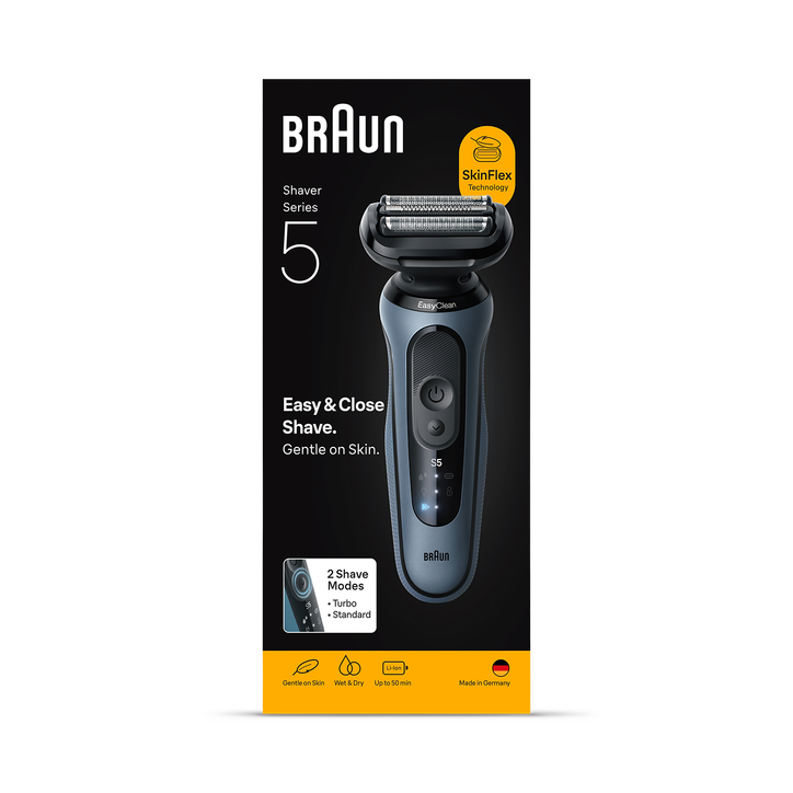 Braun Series 5 Electric Shaver, Up to 50 min, 52-A1000S, Azure