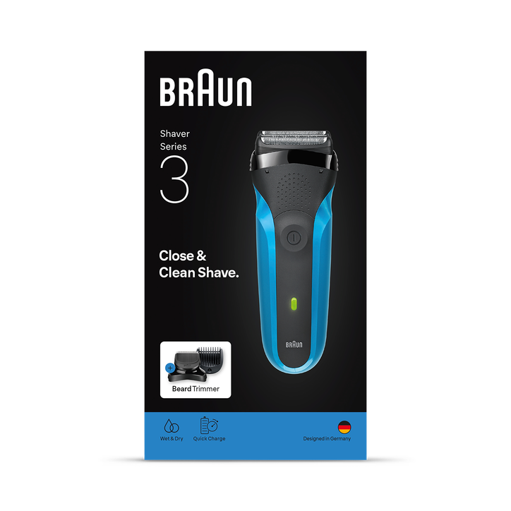 Braun Series 3 Shave&Style 310BT Electric Shaver, Wet & Dry Razor for Men, Black/Blue