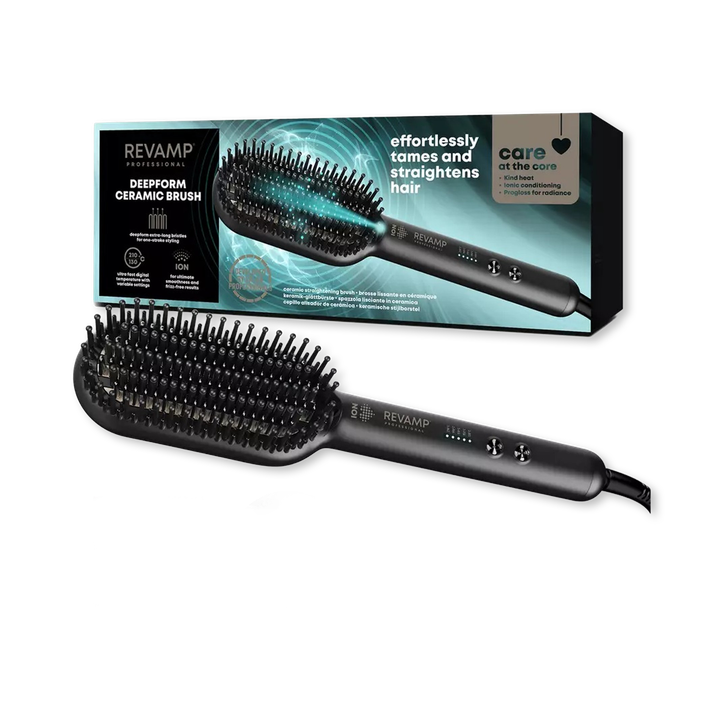 REVAMP DeepForm Ceramic Straightening Hot Brush - Black