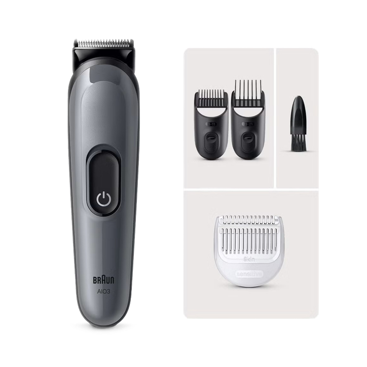 Braun Beard Trimmer Series 3, +3 Styling Tools, 40 Lengths, Sharp Blade, BT3420, Black