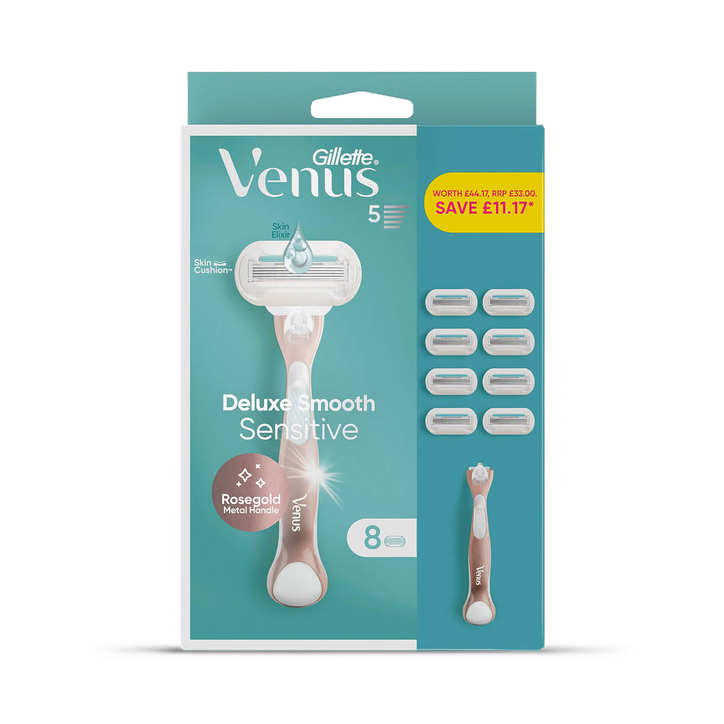 Venus Deluxe Smooth Sensitive Rose Gold Handle + 8 Blades