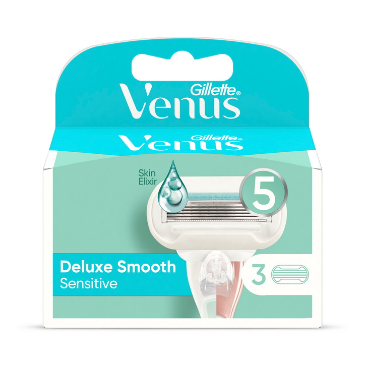 Gillette Venus Deluxe Smooth Sensitive Women's Razor Blade Refills, Pack of 3, 5 blades for a longer-lasting smooth shave