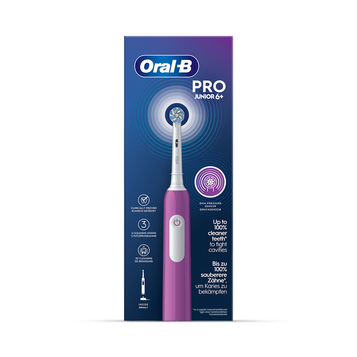 Oral-B Pro Junior Purple Electric Toothbrush, For Ages 6+