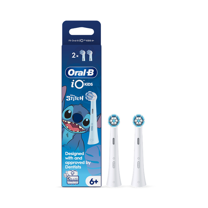 Oral-B iO Kids 6+ Disney Stitch Electric Toothbrush Head, Gentle on wobbly teeth & gums, 2